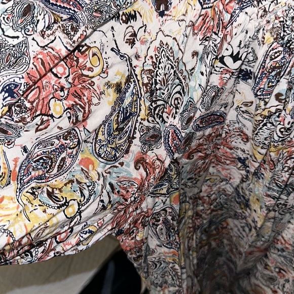 Chelsea & Theodore paisley beige detail off the shoulder blouse so cute size 2x - Picture 5 of 7